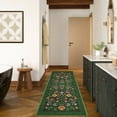 thumbnail image 3 of Garvee 2'x6' Floral Printed Runner Rug Vintage Soft Rug, Washable Low Pile Rug Stain Resistant Farmhouse Indoor Carpets with Non Slip Backing for Hallway Bedroom Playroom, Green, 3 of 7