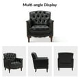 thumbnail image 3 of Transitional Genuine Leather Armchairs set of 2 with Nailhead Trims and Tufted Back, BLACK, 3 of 8