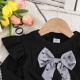thumbnail image 5 of xaweyi Toddler Girls Bow Accent Long‑Sleeve Top & Printed Pants 2‑Piece Fashion Outfit Set for Fall Daily Casual Wear Size 4-5 Years, 5 of 8