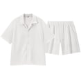thumbnail image 6 of CHUMUD Men Summer Casual Shorts 2 Piece Outfits Sets Solid Short Sleeve Pocket Button Down Shirts Elastic Shorts Tracksuit, 6 of 8