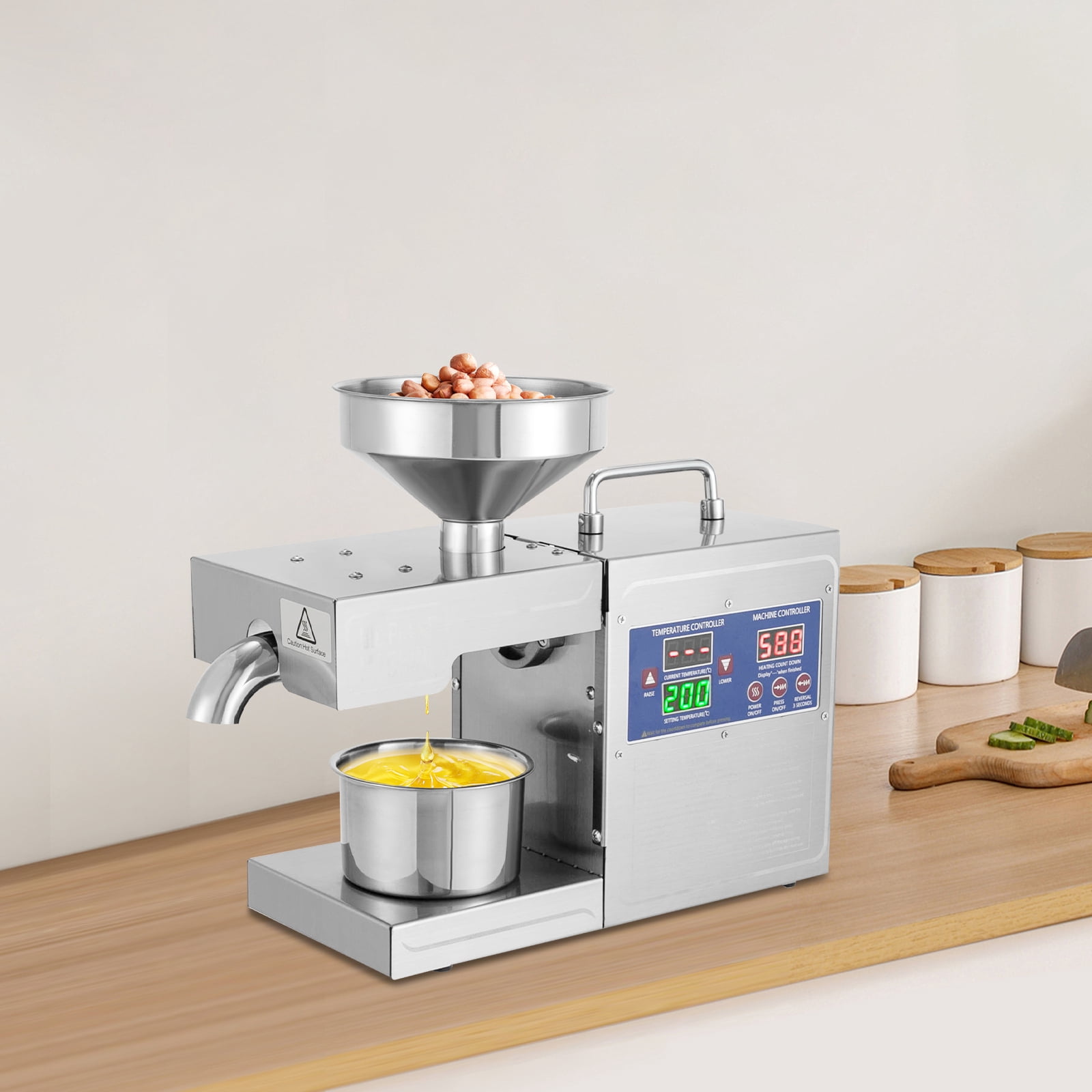 Wildnix Oil Press Machine, Stainless Steel Cold and Hot Pressing for Nut and Seed Oils, High Efficiency and Adjustable Temperature