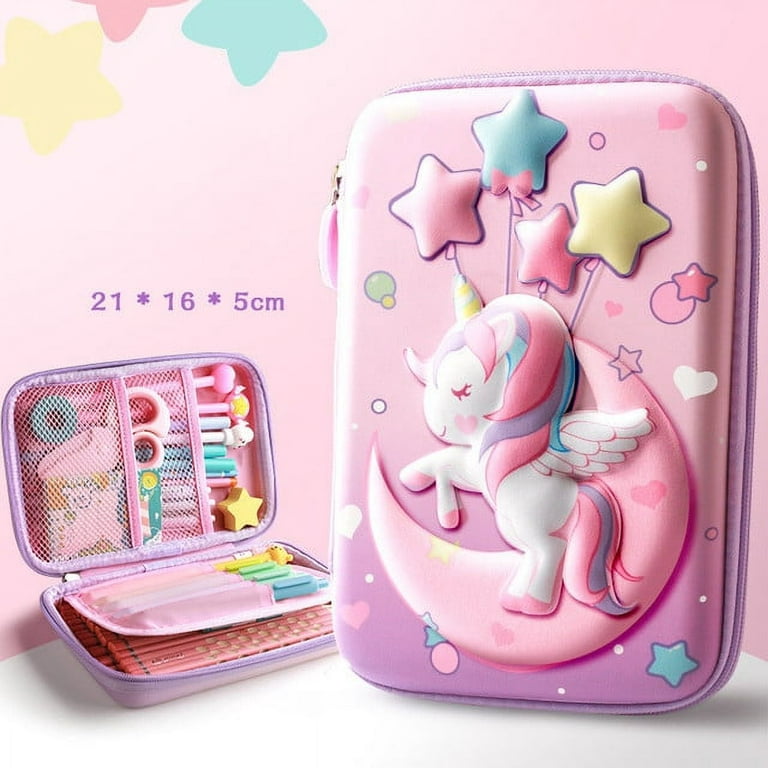 3D EVA Unicorn Cute Pencil Case Cartoon Stationery Box Girls Color