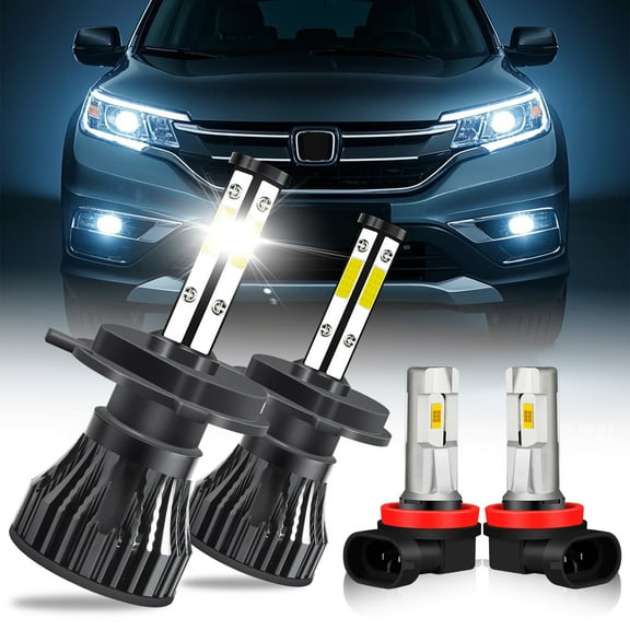 For 2002-2004,2007-2014 Honda Crv CR-V 9003 H4 LED Headlight + H11 Fog Light Bulbs,400% Brighter than Halogen