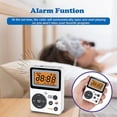 thumbnail image 5 of Radio portátil mini FM AM con pantalla LCD retroiluminada, receptor de radio de 87-108 MHz con auriculares, enchufe europeo, color blanco, 5 of 5