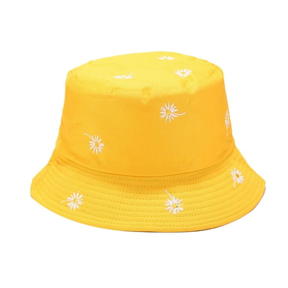 Bucket Hat Flower Printed Foldable Solid Color Women Fisherman Hat for Outdoor