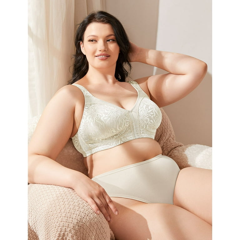  Womens Plus Size Bras Minimizer Underwire Full Coverage  Unlined Seamless Cup Cotton Night Heather 44B