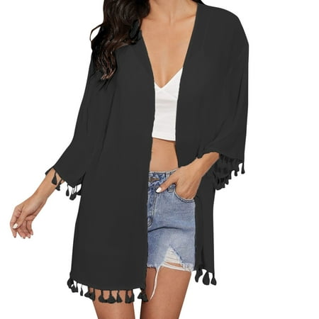 MSJUHEG Plus Size Bathing Suit Cover Up Pool Coverups for Women Crochet Beach Cover Up Swimsuit Coverup for Women Long Swimsuit Coverup for Women Seaside Clothes Simple Beach Clothes Black One Size