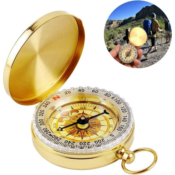 Brass Compass With Liquid-Filled Dial, Waterproof And Durable, Glow-In-The-Dark Features For Nighttime Navigation