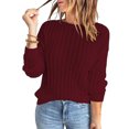 thumbnail image 1 of Mujeres suéter de manga larga punto Masajeadores cuello superior color puro para las mujeres Otoño Invierno, 1 of 6