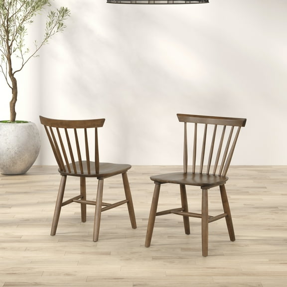 Furniture of America Winsto Mid-Century Solid Wood Dining Chairs, Walnut (Set of 2)