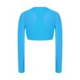 thumbnail image 5 of Hansber Kids Girls Long Sleeve Yoga Sports Crop Top Mesh Cropped Sweatshirt Hip Hop Jazz Dancewear Light Blue 10, 5 of 6