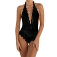 thumbnail image 1 of Gibobby Ropa interior mujer Lencería para mujer, enterizo de peluche con entrepierna a presión(Negro, XG), 1 of 4