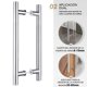thumbnail image 3 of Tipo H para Puerta Principal Manija para Puertas de Vidrio de Madera, Aluminio o Herreria, Acero inoxidable (Plateado, 100 cm), 3 of 8