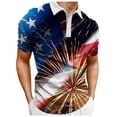 thumbnail image 2 of TOWED22 Men's 4th of July American Flag Polo Shirt Patriotic Golf Short Sleeve 4th of July Polo T-Shirts(Black,XXL), 2 of 4