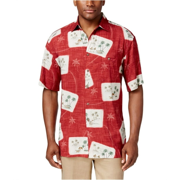 Campia Moda Mens Postcard Tropical Up Shirt, Red, Small Walmart.com