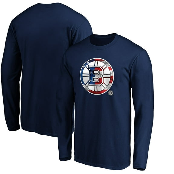 Men's Navy Boston Bruins Banner Wave Logo Long Sleeve T-Shirt