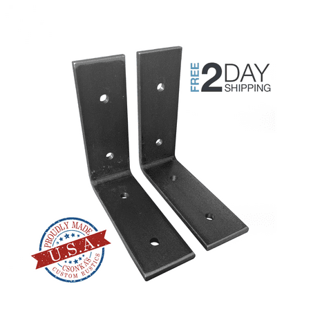 

2 Pack - 4 L x 4 H Handcrafted Rustic Reclaimed Metal Shelf Wall Brackets