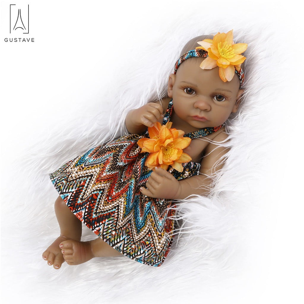 11" Handmade Reborn Newborn Mini Baby Doll Full Soft Silicone Vinyl Black Girl 
