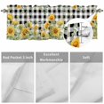 thumbnail image 2 of Kitchen Valances for Window, Summer Farmhouses Sunflowers Light Filtering Rod Pocket Valance Curtain, Black White Check &nbsp;Short Curtains Window Topper for Bedroom Bathroom Living Room 42x12in, 2 of 9