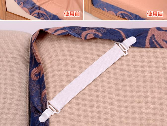 4 pcs Skid Elastic Band Retaining Clip For Fixed Bedspreads Sheets White 