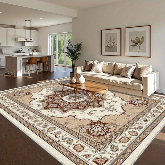 1PC Persian Style Area Rug Partial Carpet, Lightweight Washable Easy-to-Tidy Carpet Mat Festival Gift, Suitable for Living Room, Bedroom, Dining Room, Office, Balcony, Room Accessones