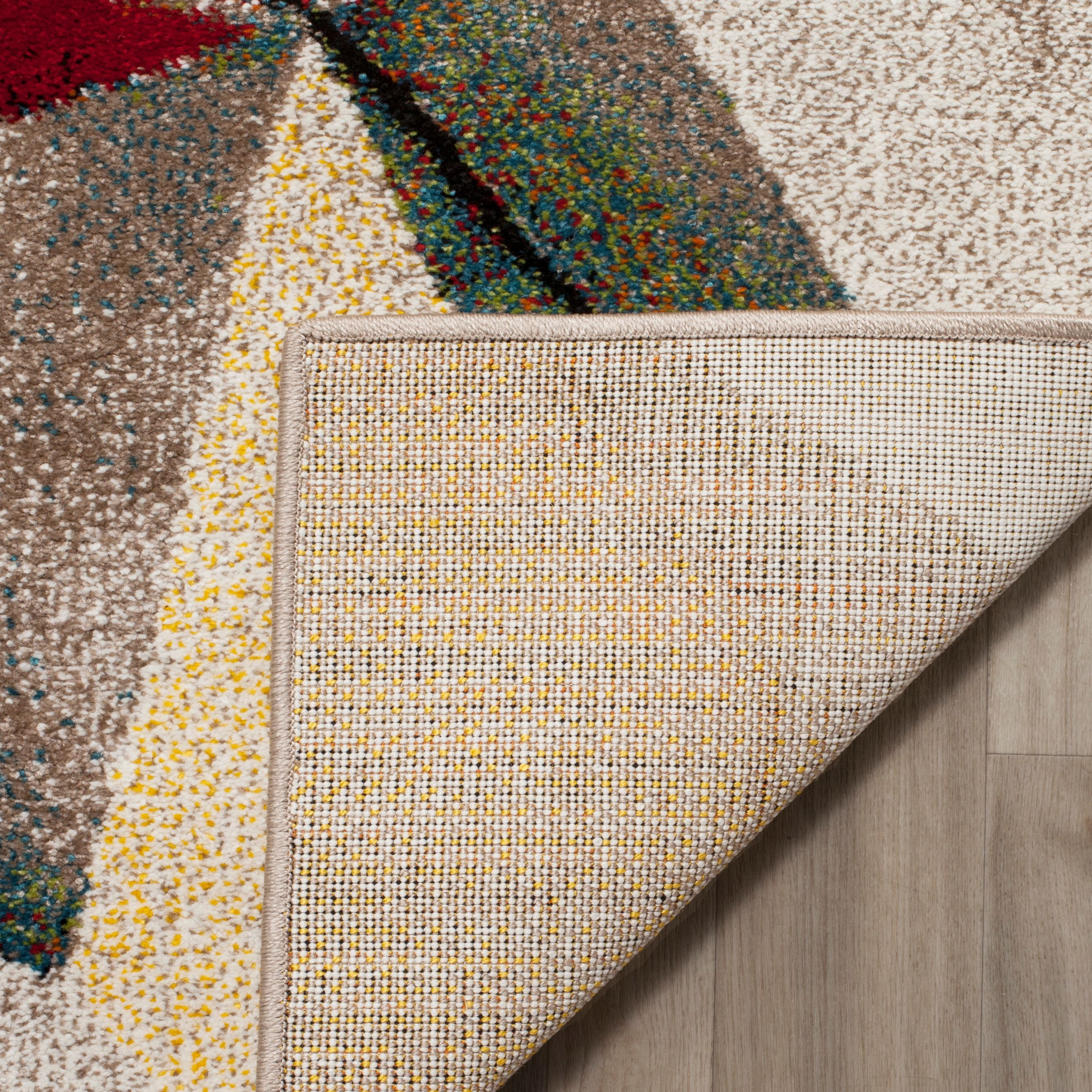 SAFAVIEH Porcello Karenza Abstract Prism Area Rug, Light Grey/Orange, 2'7" x 5'