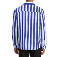 thumbnail image 3 of Camisa Casual de Manga Larga de Rayas Verticales para Hombre Inspire Chic, Ajuste Regular, 2XL, Azul Marino y Blanco, 3 of 4
