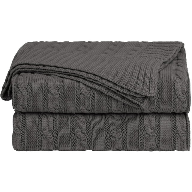 Unique Bargains Cotton Blanket Decorative Cable Knitted Throw Soft Knit Blankets