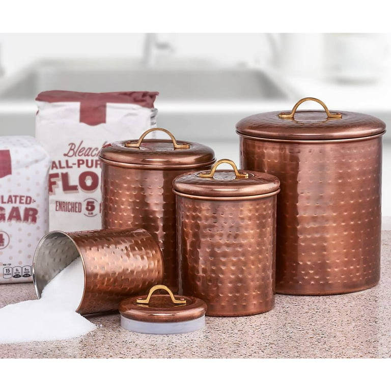 Old Dutch International Vintage Hammered Copper Canister Set, 4
