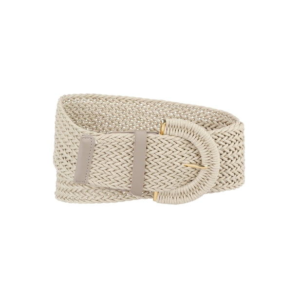 CINTURONES ANCHOS DE TELA TEJIDA PARA MUJERES TALLA PLUS INSPIRADOS, CINTURONES TRAMADOS PARA VESTIDO, BROCHE GRUESO BEIGE 129cm