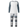 thumbnail image 5 of Uinagy Men's Colorblock Top and Plaid Print Trousers Two-Piece Home Wear Suit, 5 of 5