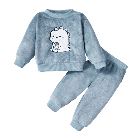 

NZRVAWS Baby Boys Clothes 6 Months Baby Boys Dinosaur Print 9 Months Baby Boys Pants 2Pcs Winter Outfits Blue