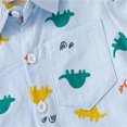 thumbnail image 7 of LNMQLPDBS Boys Button Down Shirt Long Sleeve Dinosaur Pattern Printed Shirts with Chest Pocket Lapel Blouse for Toddler Baby Boy Gifts Kids Cute Tops for Party School Family Photo ﻿ Blue 5-6 Years, 7 of 7