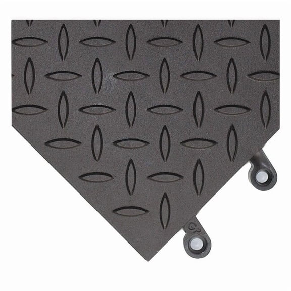 Interlocking Antifatigue Mat Tile, 18 in W x PVC, Black