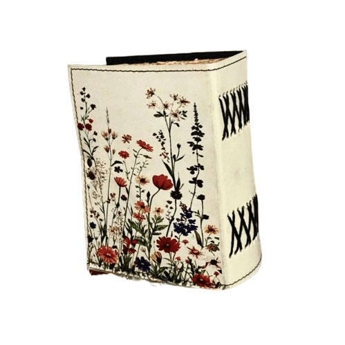 Handmade Leather Journal 5x7 Inch – Floral Vintage Diary with 200 Deckle Edge Pages & Antique Strap Lock