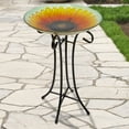 thumbnail image 2 of Northlight 20.5" Orange and Yellow Sunflower Glass Bird Bath with Stand, 2 of 4