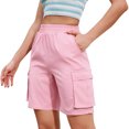 thumbnail image 2 of Pantalones Cortos de Cintura Alta para las Mujeres Casual Cordón de Color Sólido de Cinco Piezas, Pantalones de Cintura Alta de Poliéster 100%, Lavado a Mano Primavera Verano, 2 of 6