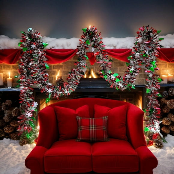Decoración Navideña de Ratán Grueso para Colgar En El Árbol de Navidad, Tira de Lana, Tira de Colores, Cinta de Ratán