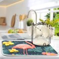 thumbnail image 5 of Yayeee Dish Drying Mat for Kitchen Counter 18"x24" Microfiber Absorbent Pad, Pink Floral Flamingo, 5 of 7