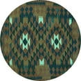 thumbnail image 1 of Ahgly Company Indoor Round Oriental Turquoise Blue Traditional Area Rugs, 8' Round, 1 of 4
