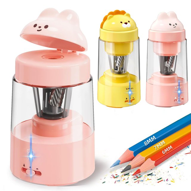 Pencil Sharpeners Colored Pencil Sharpener For Kids Auto Stop Rechargeable Pencil Sharpener For Battery Powered Cute No.2/Colored Pencils (6 8mm) Classroom//Home