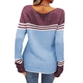 thumbnail image 4 of Langwyqu Spring Fall Striped Long Sleeve Round Neck Knit Sweater Casual Pullover, 4 of 4