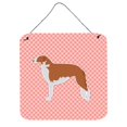 thumbnail image 1 of Caroline's Treasures Borzoi Russian Greyhound Checkerboard Pink Wall o Door Hanging Prints BB3599DS66, 6 x 6, multicolor, 1 of 1