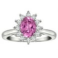 thumbnail image 2 of Star K � Classic Oval 7x5 Lady Diana Halo Created Pink Sapphire Ring, 2 of 9