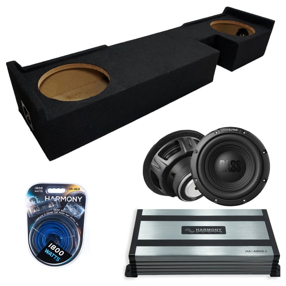 Harmony Audio Alpine fits 00-03 Ford F-150 Super Cab W10S4 Dual 10" Subwoofer 500W Sealed Sub Box | HA-A800.1 Amplifier, 4GA Amp Kit