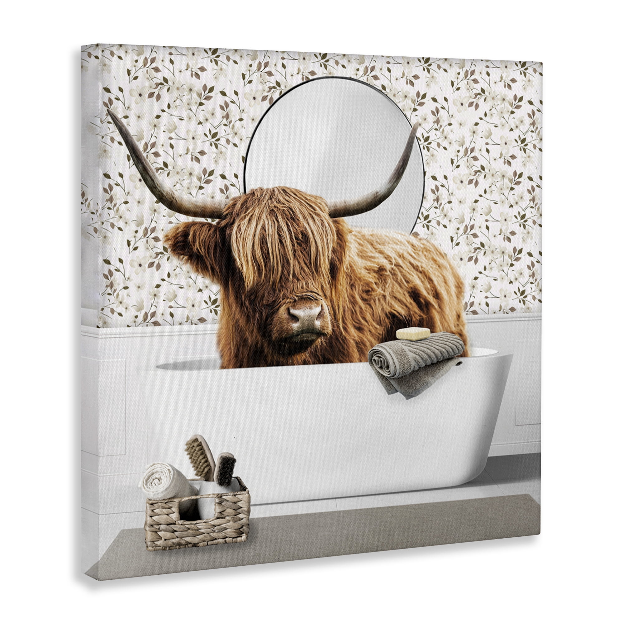 Stupell Industries Boho Cattle Bath Time Canvas Wall Art, design by CAD Designs
