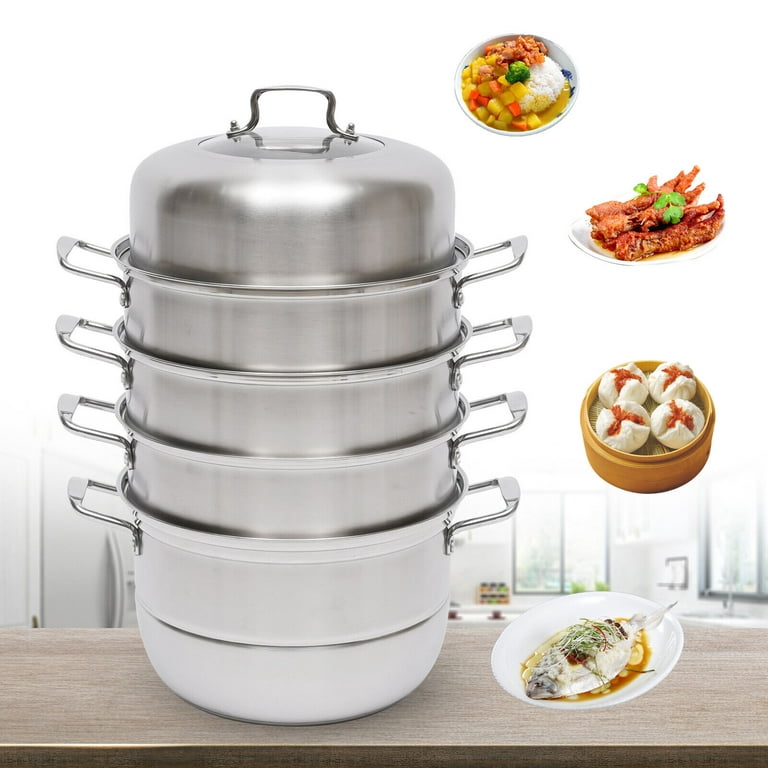 4 /5 Tier Stainless Steel Steamer Meat Vegetable Cooking Steam Pot Kitchen  Tool