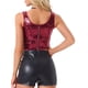 thumbnail image 3 of TOP CROP METÁLICO CON LENTEJUELAS INSPIRE CHIC PARA MUJER, BRILLO Y SIN MANGAS, TANK TOP DE FIESTA Y CLUB, COLOR ROJO VINO, 3 of 6