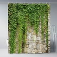 thumbnail image 2 of Stone Brick Wall Shower Curtain Green Leaves Garden Landscape Nature Plant Scenery Rustic Marble Rocks Stone Wall Bathtub Curtains Fabric Bathroom Accessories with Hooks, 2 of 6