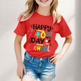 thumbnail image 2 of BOOMNY Girls T Shirts Celebrate 100 Days Of School Letter Printed Short Sleeve Crew Neck Cool Breathable Tee Leisure Girl's Summer Clothing 7-8 Years, 2 of 4